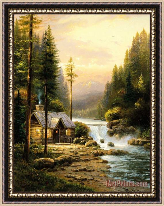 Thomas Kinkade Evening in The Forest Framed Painting