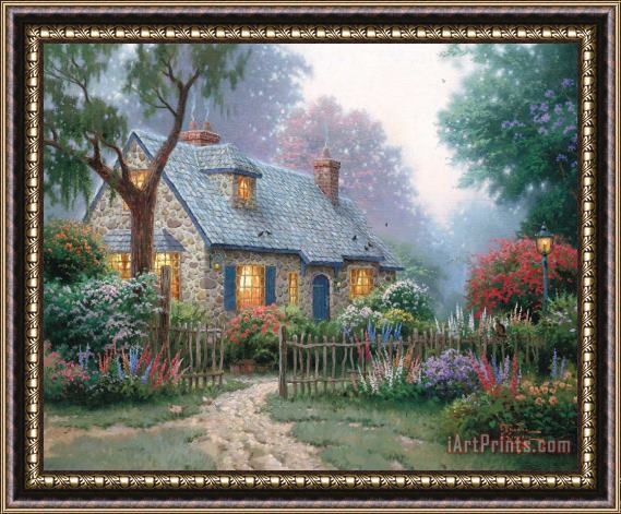 Thomas Kinkade Foxglove Cottage Framed Painting