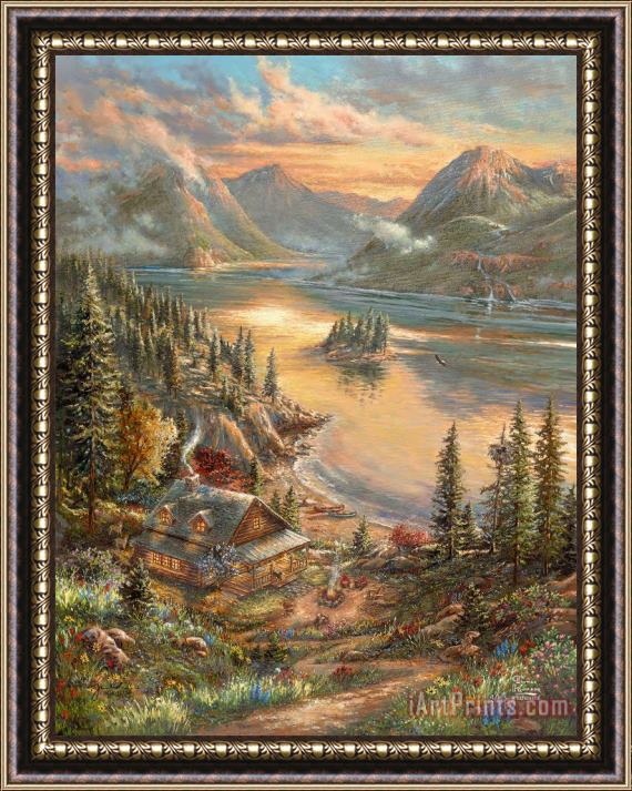 Thomas Kinkade Lakeside Splendor Framed Painting