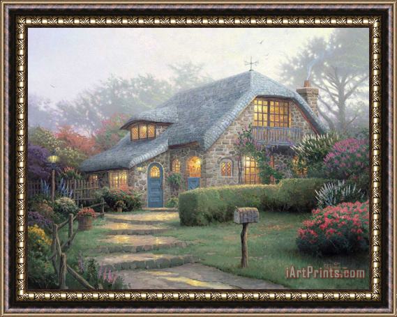 Thomas Kinkade Lilac Cottage Framed Painting