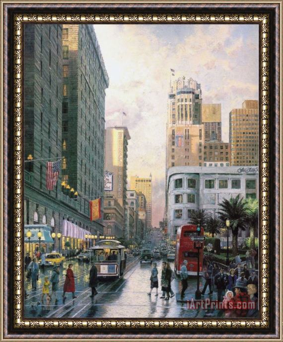 Thomas Kinkade San Francisco, Late Afternoon at Union Square Framed Painting
