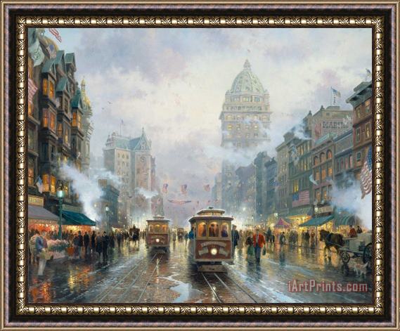 Thomas Kinkade San Francisco, Market Street Framed Painting