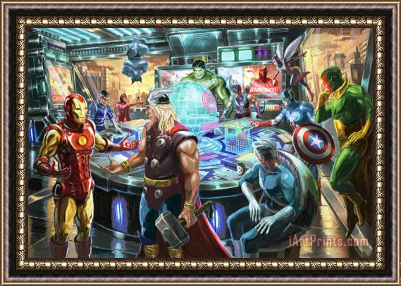 Thomas Kinkade The Avengers Framed Painting