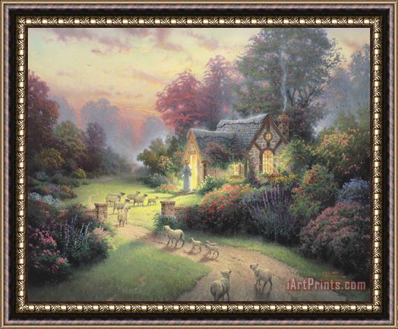 Thomas Kinkade The Good Shepherd's Cottage Framed Painting