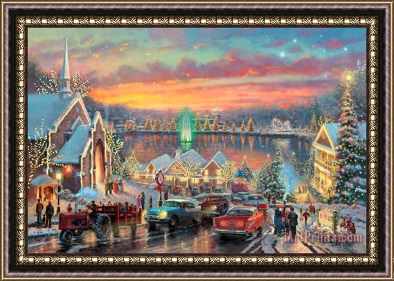 Thomas Kinkade The Lights of Christmastown Framed Painting