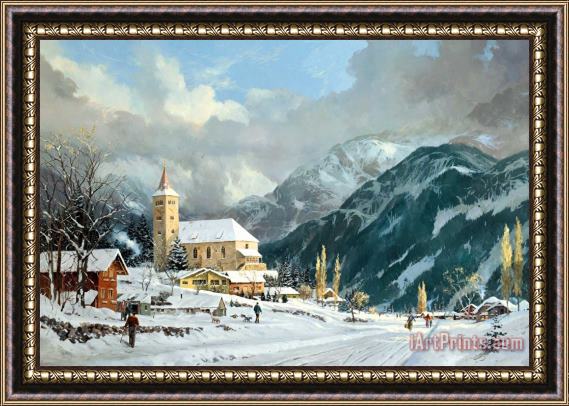 Thomas Kinkade Winter Chapel Framed Print