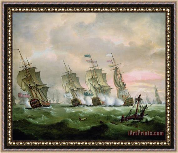 Thomas Luny Admiral Sir Edward Hawke defeating Admiral de Conflans in the Bay of Biscay Framed Painting
