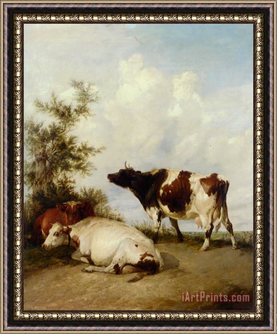 Thomas Sidney Cooper Cows in a Meadow Framed Painting