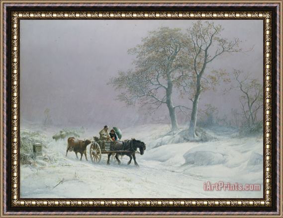 Thomas Sidney Cooper The wintry road to market Framed Print