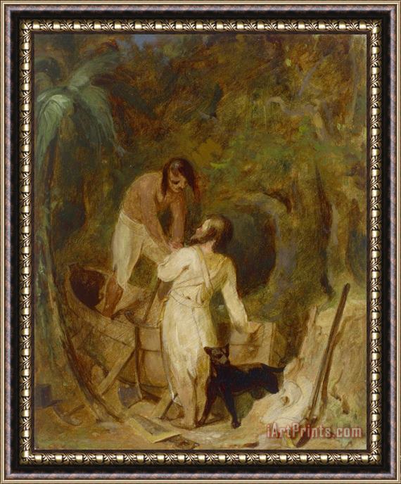 Thomas Sully Boat Building by Robinson Crusoe And Friday Framed Painting