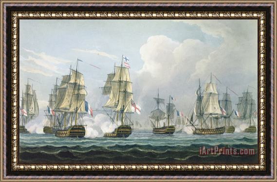 Thomas Whitcombe Sir Richard Strachans Action After The Battle Of Trafalgar Framed Painting