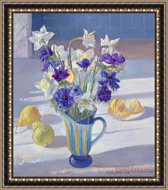 Timothy Easton Spring Flowers And Lemons Framed Painting