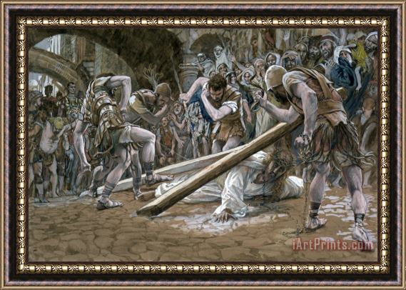 Tissot Christ Falls Beneath the Cross Framed Painting