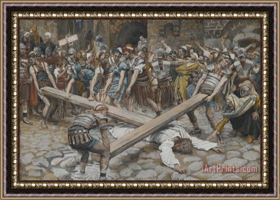 Tissot Simon the Cyrenian Compelled to Carry the Cross with Jesus Framed Print