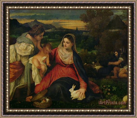 Titian Madonna And Child with St. Catherine (the Virgin of The Rabbit) Framed Print