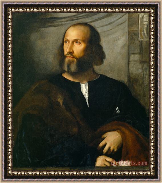 Titian  Portrait of a Bearded Man Framed Painting