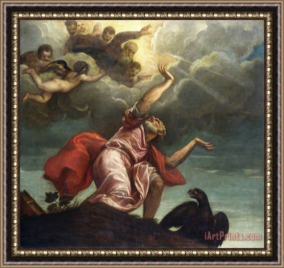 Titian Saint John The Evangelist on Patmos Framed Painting