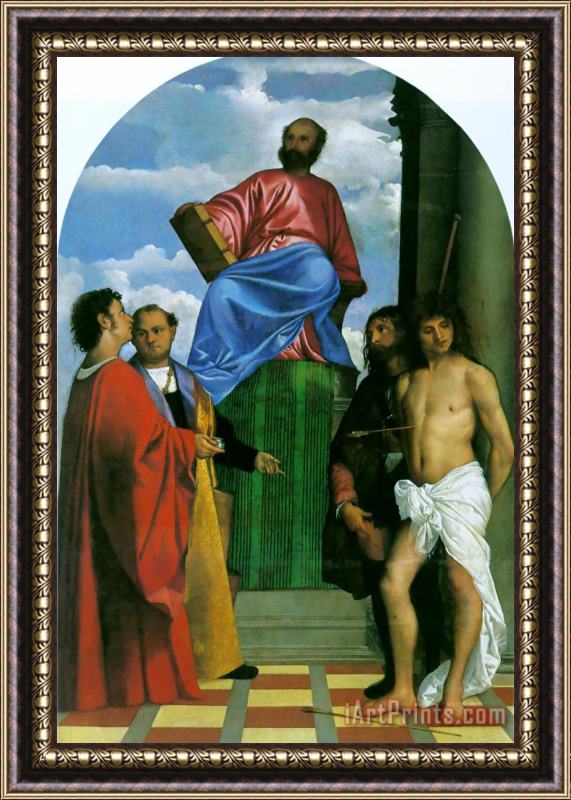 Titian Saint Mark Enthroned Framed Painting