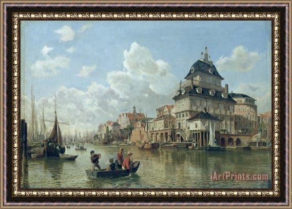Valentin Ruths The Boat House at Hamburg Harbour Framed Painting