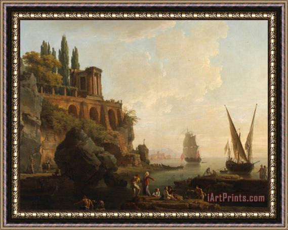 Vernet Italian Harbor Scene Framed Print