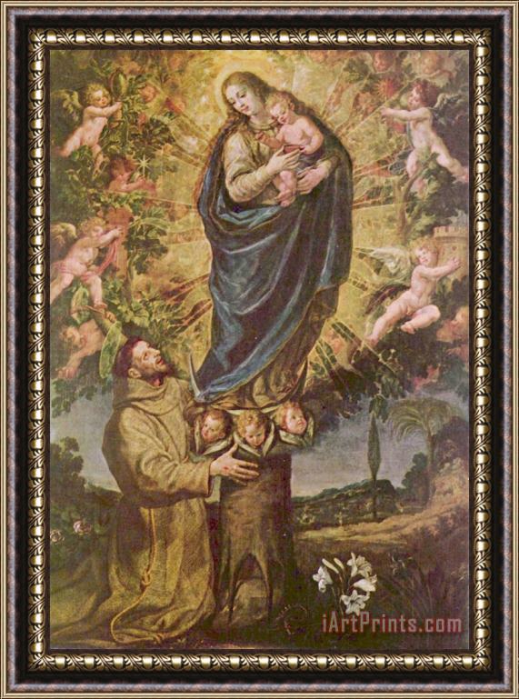 Vicente Carducho Vision Of St. Francis Of Assisi Framed Painting