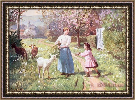 Victor Gabriel Gilbert Easter Eggs in the Country Framed Painting