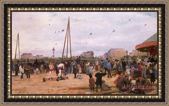 Victor Gabriel Gilbert The Fairgrounds at Porte De Clignancourt, Paris Framed Print