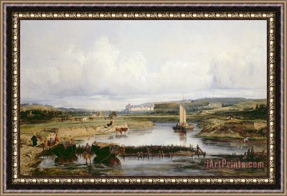 Victor-Marie-Felix Danvin An Extensive River Landscape with a View of the Chateau d'Amboise Framed Print
