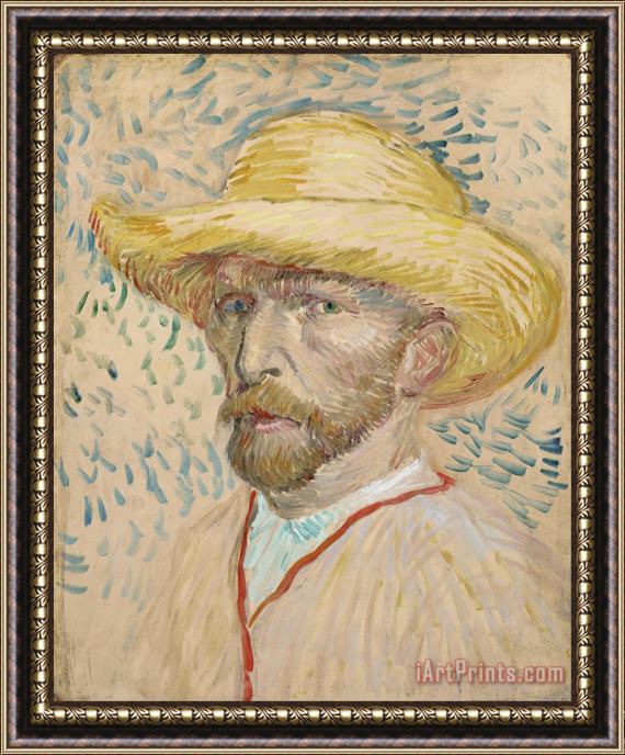 Vincent van Gogh Self Portrait With Straw Hat Framed Painting
