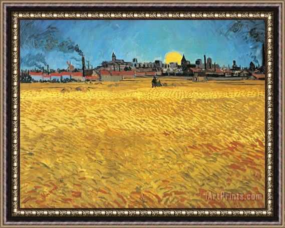 Vincent van Gogh Summer Evening Wheat Field At Sunset Framed Print
