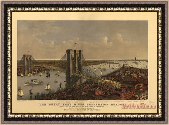 Vintage Images New York Bridge Framed Print