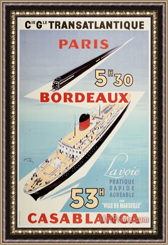 Vintage Images Paris Bordeaux Casablanca Framed Print