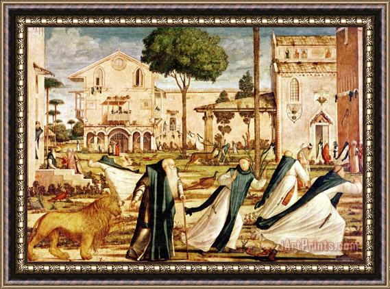 Vittore Carpaccio St. Jerome And Lion in The Monastery Framed Painting