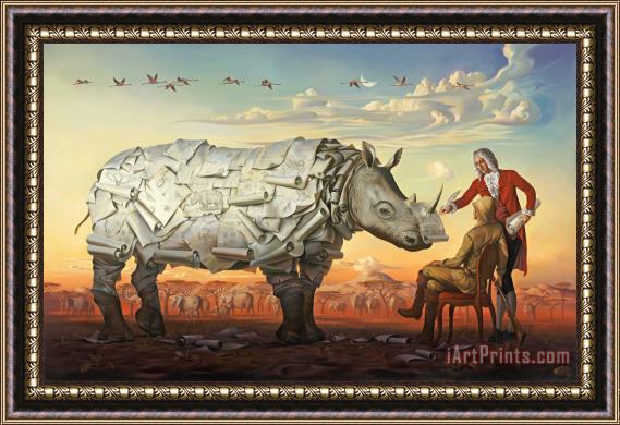 Vladimir Kush Genealogy of The White Rhino Framed Painting