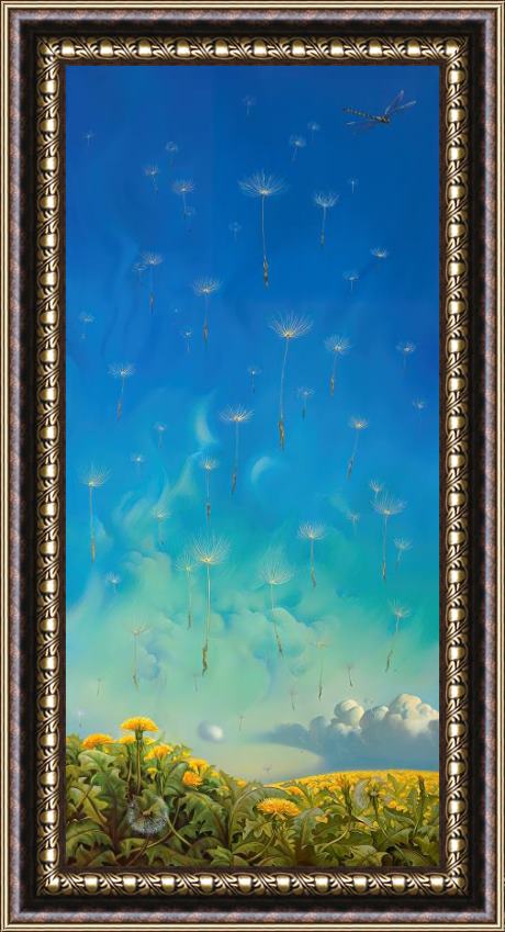 Vladimir Kush White Flowers of The Sky Framed Painting