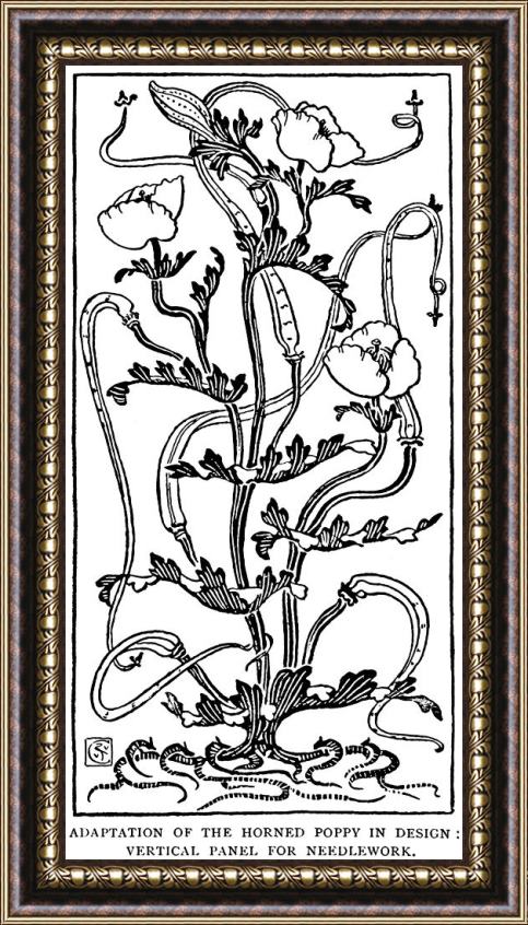 Walter Crane Horned Poppy In Design Line Drawing Framed Print