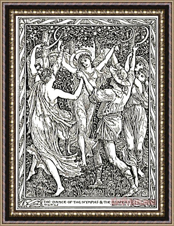 Walter Crane Shakespeare's Tempest Illustration Engraving Framed Painting