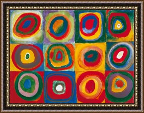 Study for Les Foins Framed Prints - Colour Study Squares And Concentric Circles by Wassily Kandinsky