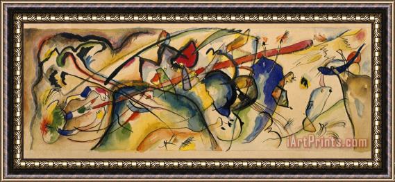 Wassily Kandinsky Watercolor After 'painting with White Border (moscow)' Framed Painting