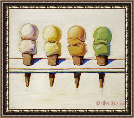 Wayne Thiebaud Four Ice Cream Cones Framed Painting