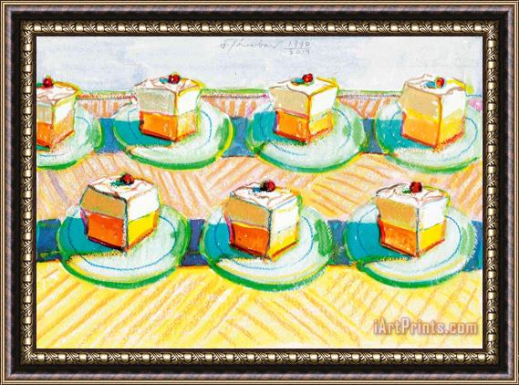 Wayne Thiebaud Lemon Meringue Pie Slices, 2013 Framed Painting