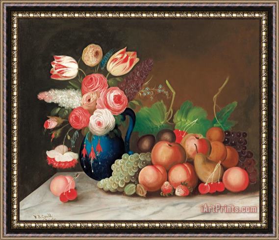 W.b. Gould Still Life with Fruit And Flowers Framed Painting