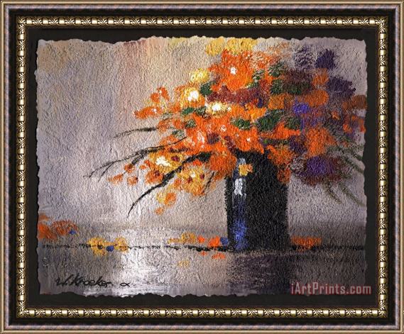 Wendy Kroeker Black Vase with Orange Flowers Framed Print