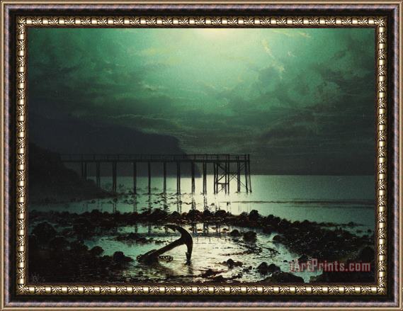 WHJ Boot Low Tide by Moonlight Framed Painting