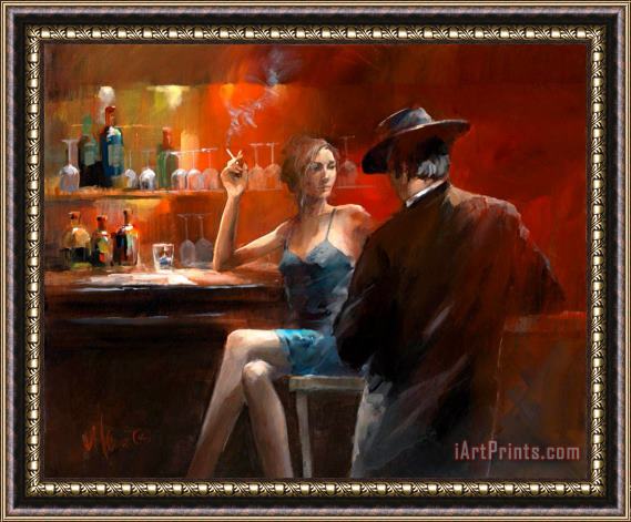 willem haenraets Evening in The Bar Ii Framed Painting