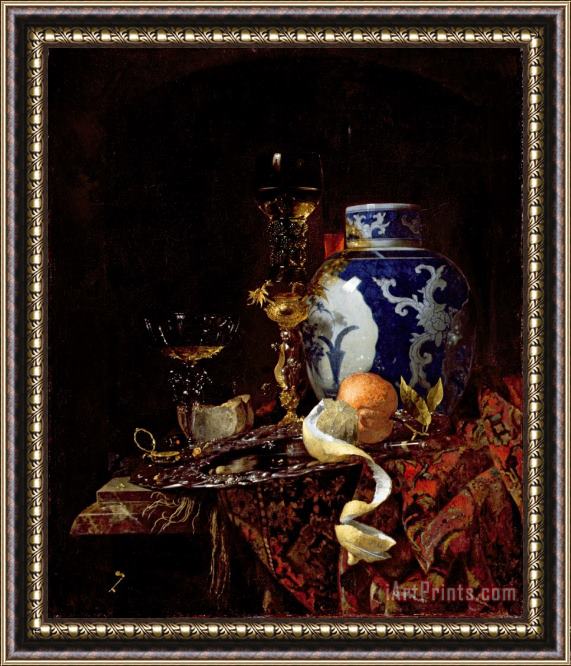 Willem Kalf Still Life with a Chinese Porcelain Jar Framed Painting