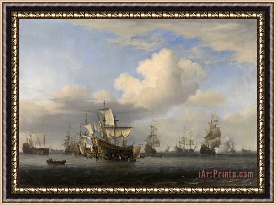 Willem van de Velde Captured English Ships After The Four Days' Battle Framed Print