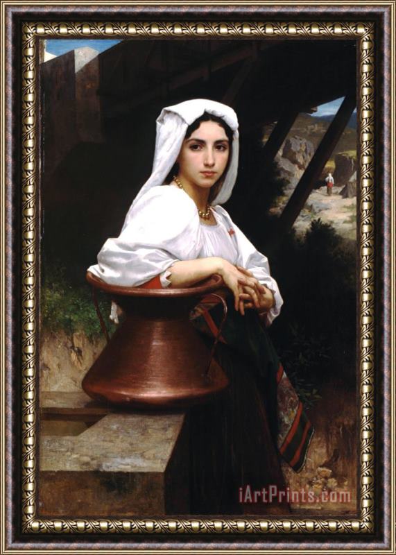 William Adolphe Bouguereau Italian Girl Drawing Water Framed Painting