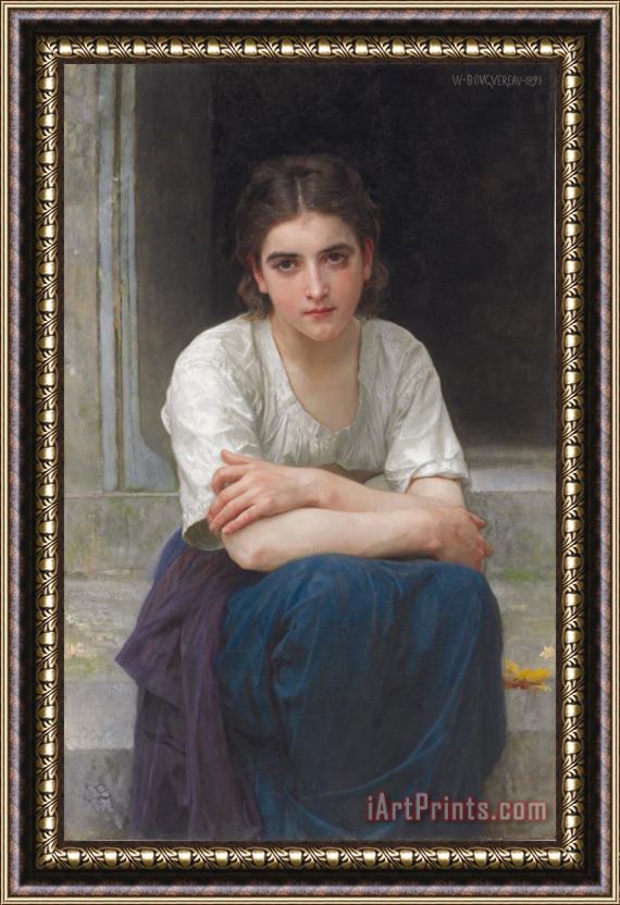 William Adolphe Bouguereau Reverie Sur Le Seuil Framed Painting