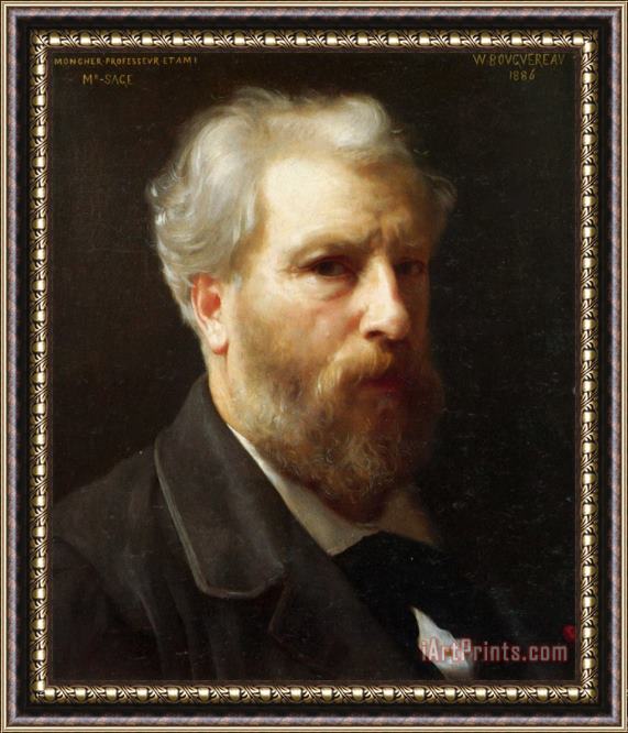 William Adolphe Bouguereau Self Portrait Presented to M. Sage Framed Painting